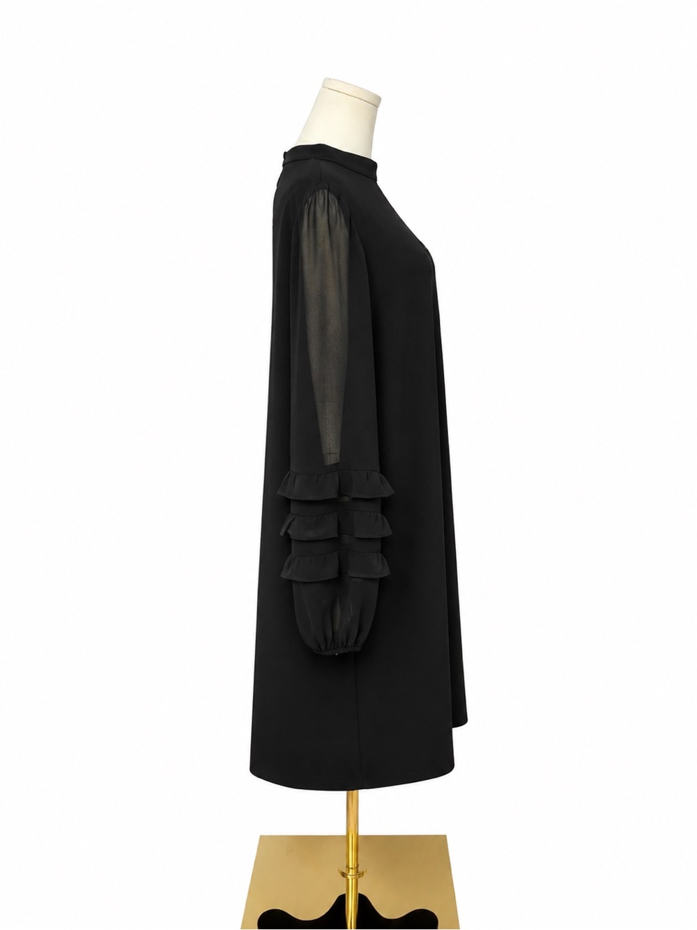 City Chic Black Long-Sleeve Ruffle-Sleeve Shift Dress - Picture 2 of 5